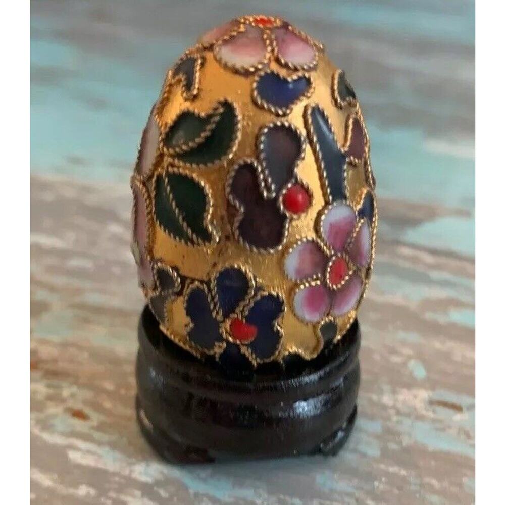Vintage Minature Decorative Goldtone Egg Floral with Stand 1.5" 1:12 Scale